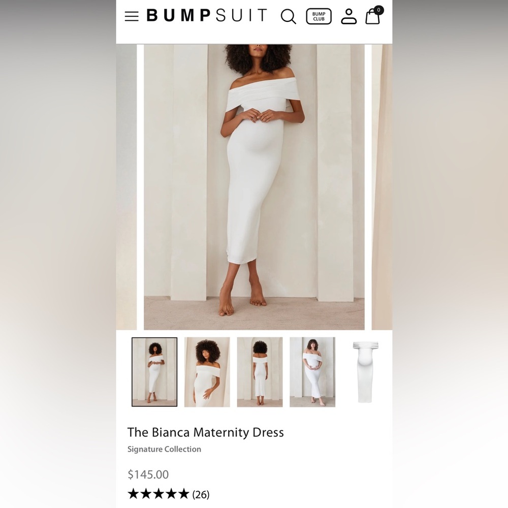 Bumpsuit White Off-Shoulder Midi Dress